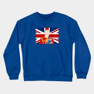 King Charles III Against a Union Jack Background Crewneck Sweatshirt